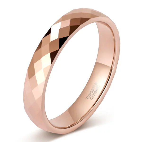 Hera's Eternal Unity Hammered Tungsten Carbide Ring Rose Gold