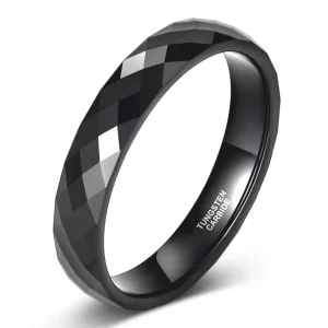 Hera's Eternal Unity Hammered Tungsten Carbide Ring Black