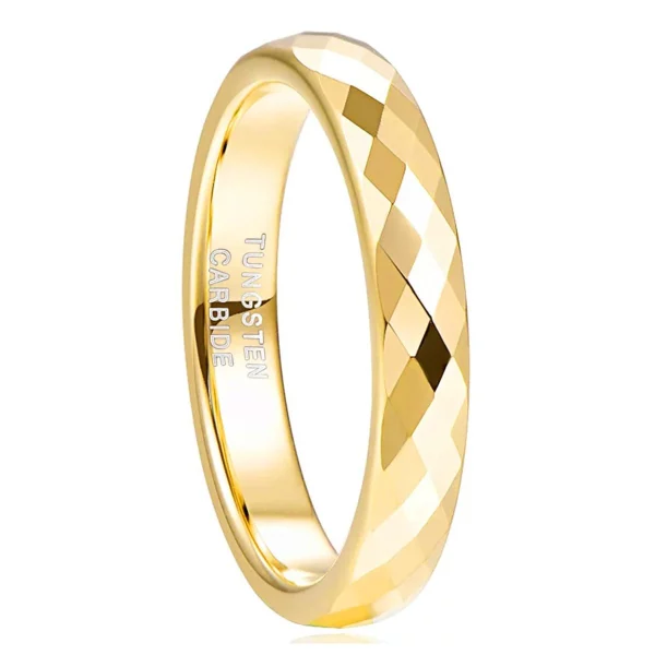 Hera's Eternal Unity Hammered Tungsten Carbide Ring Gold