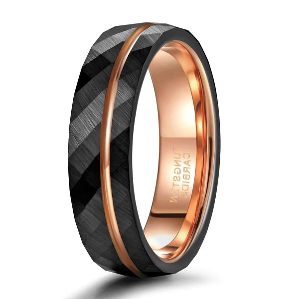 Anubis’ Nightfall Hammered Tungsten Carbide Ring 6mm