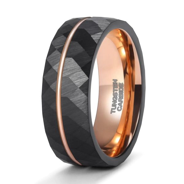 Anubis’ Nightfall Hammered Tungsten Carbide Ring 8mm